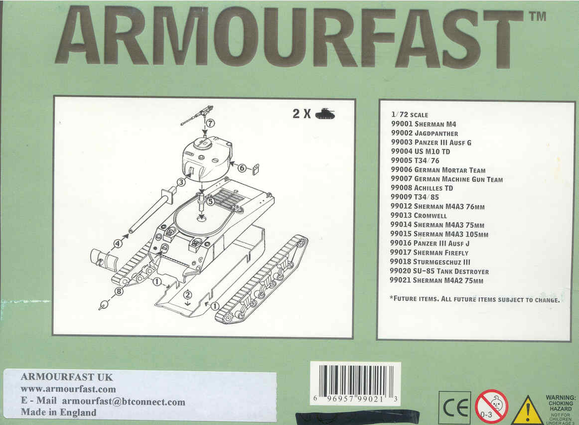 Armourfast 1/72 M4A2 Sherman 75mm x 2 # 99021 