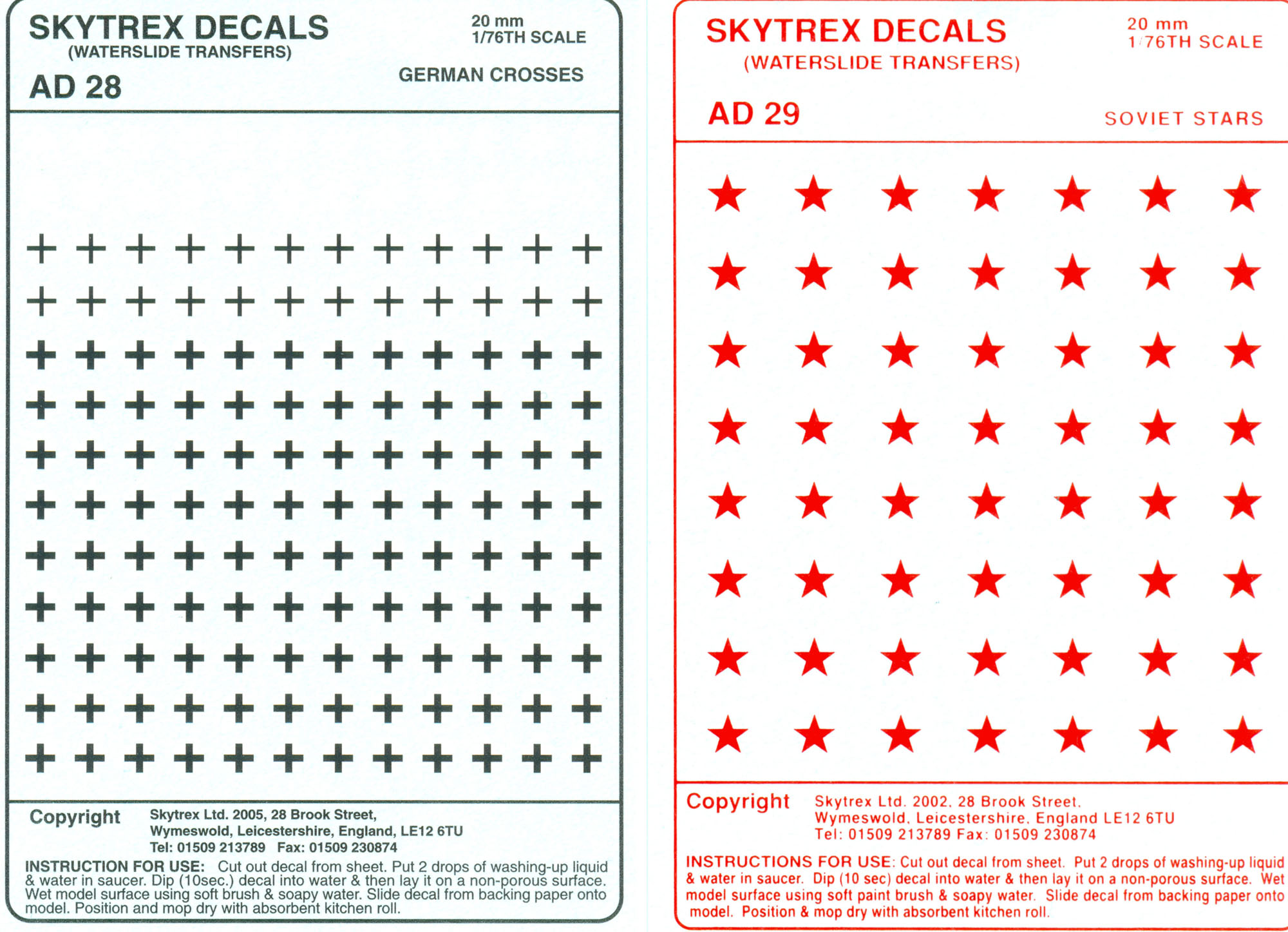 20mm Skytrex 1/76 Decals Soviet Stars