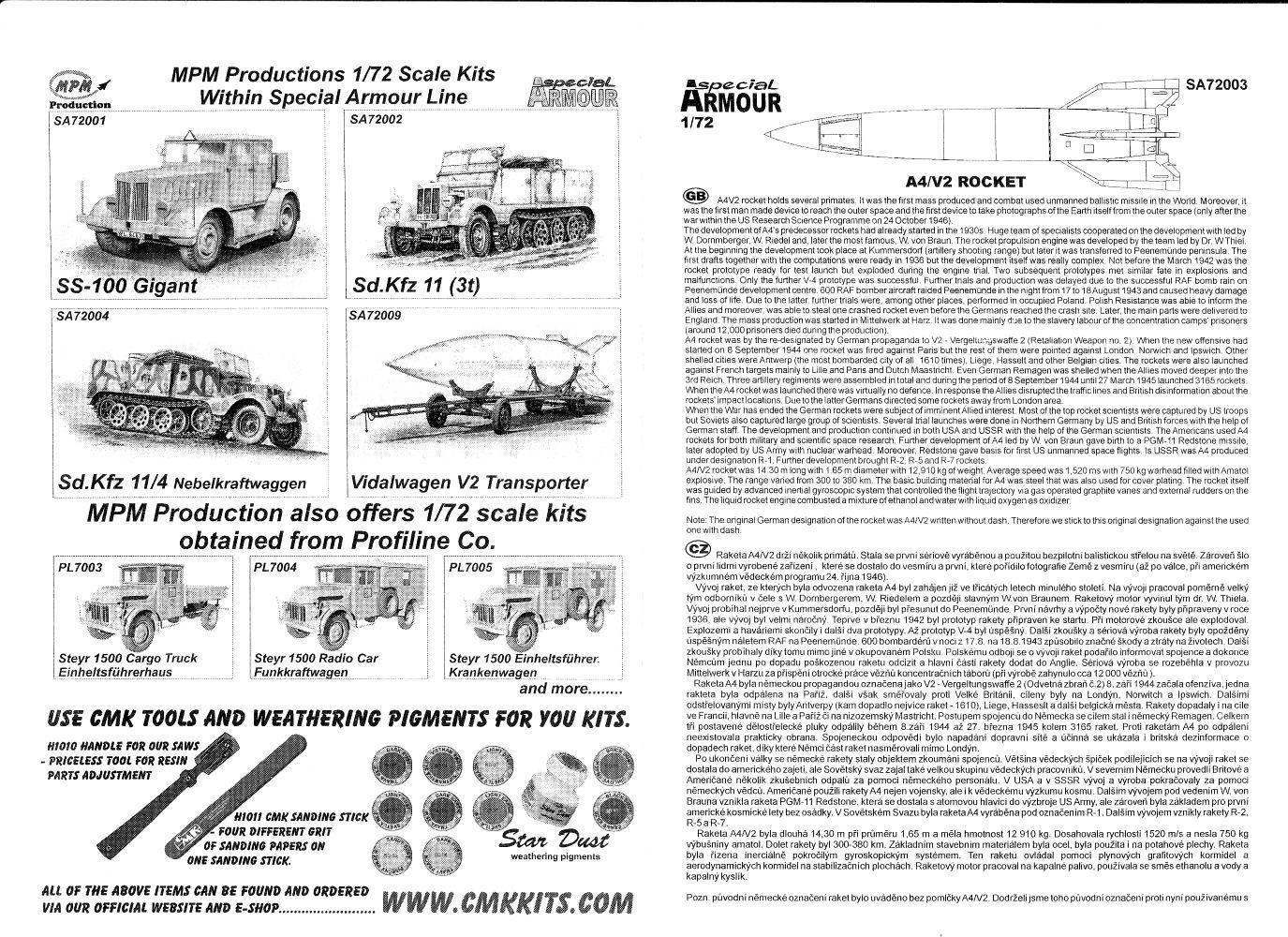 Special Armour, A4/V2 Rocket, Kit No. SA72003
